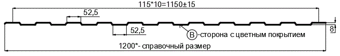 Фото: Профнастил С8 х 1150 - B (VikingMP E-20-7016-0.5) в Химках